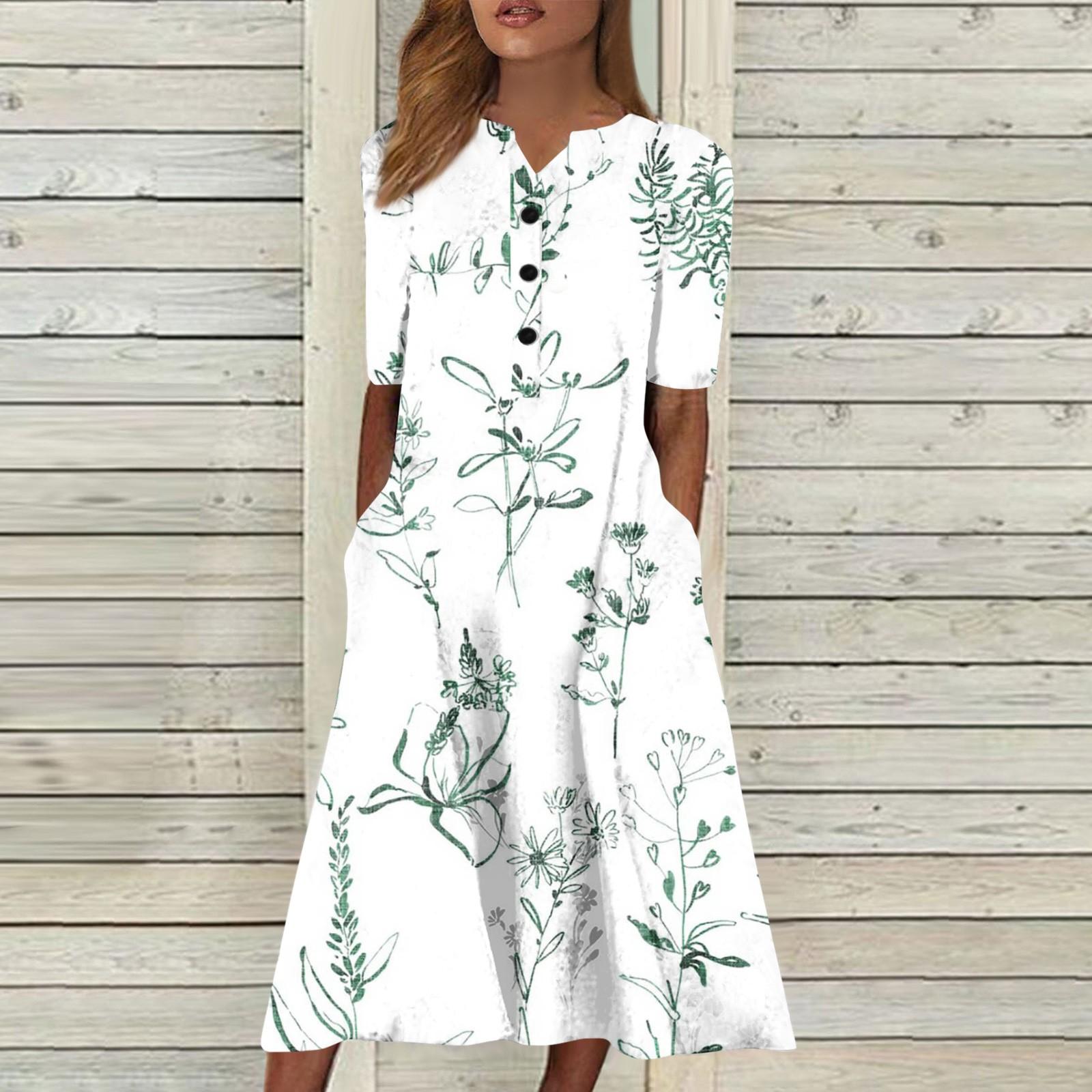 

Женская летняя повседневная модная пляжная свинг-юбка с v-образным вырезом и короткими рукавами L