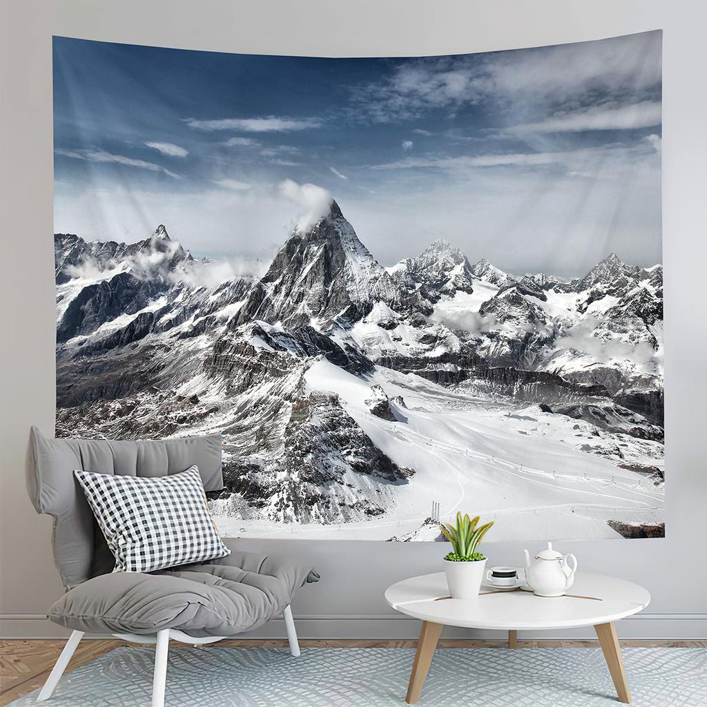 Snow Mountain Tapestry Snow Covered Trees Tapestry Natural Scenery Tapestry Wall Hanging Tapestries Art Living Room Bedroom Dorm