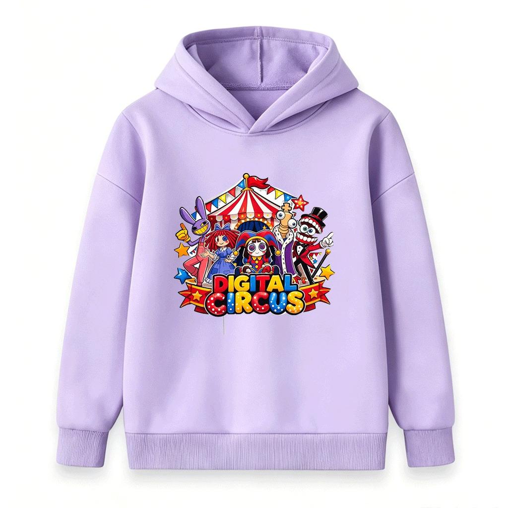 Kids Boys Girls Funny Circus Cartoon Print Hoodie Casual Long Sleeve Pullover Hooded Sweatshirt For Children Daily Wear