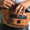 New MCM Fursten Visetos Artificial Leather Sling Bag, Fanny Pack Mini Men's Brown Cognac MMZCAFI01CO001