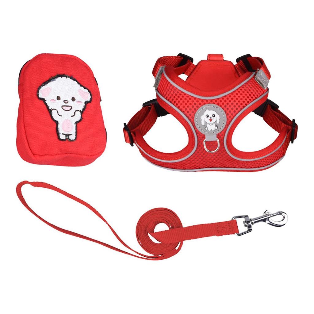Dogs Harness and Leash Set Chest Strap Padded for Outdoor Red Small