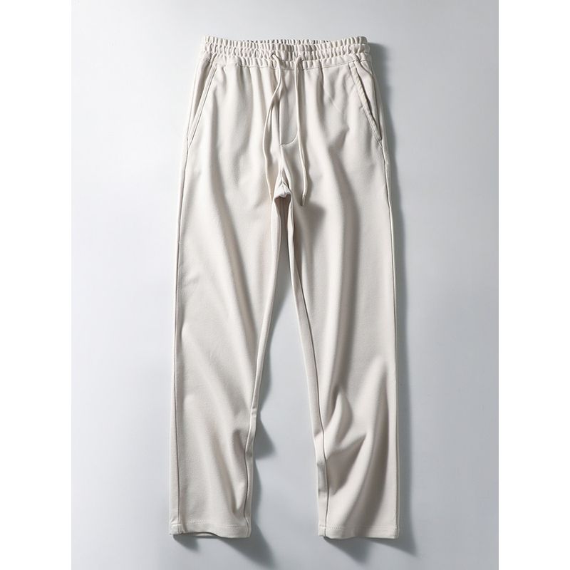 Pants Men's Autumn and Winter Thickened Polar Fleece Drawstring Straight Sanding Casual Pants Foreign Trade Cattle Goods Elastic Waist Trousers