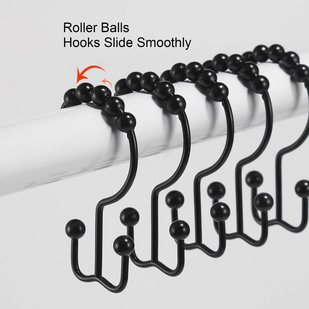 12Pcs Double Sided Shower Curtain Hooks Rust Proof Bathroom Shower Hangers  Curtain Rods