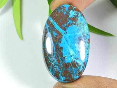 49Cts. AA++ Natural Azurite Crystal Oval Cabochon Loose Gemstone 21X36X06 MM SK-609