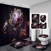4Pcs Painted Floral Shower Curtain Set with Non-Slip Bath Mat, Toilet Lid Cover, Contour Rug & 12 Hooks, Bathroom Decor