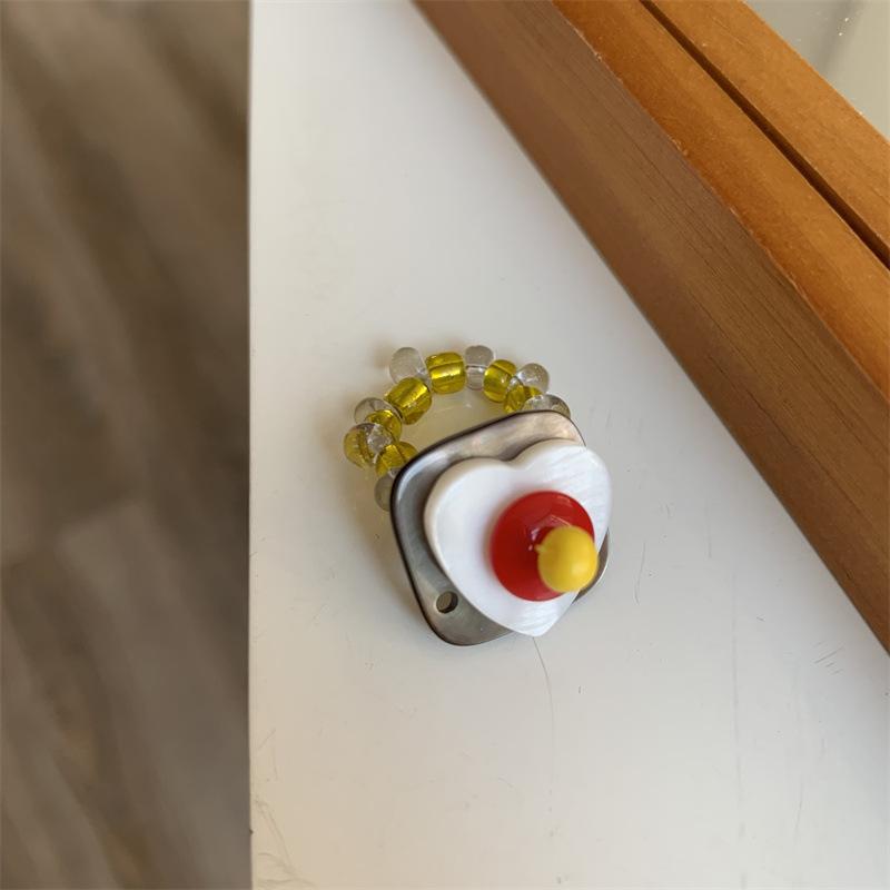Multi-Element ~ Retro Beaded Ring Women's Trend Index Finger Ring Elastic Folded Ring Casual Jewelry Accessories