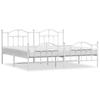Metal Bed Frame with Headboard and Footboard White 193 x 203 cm