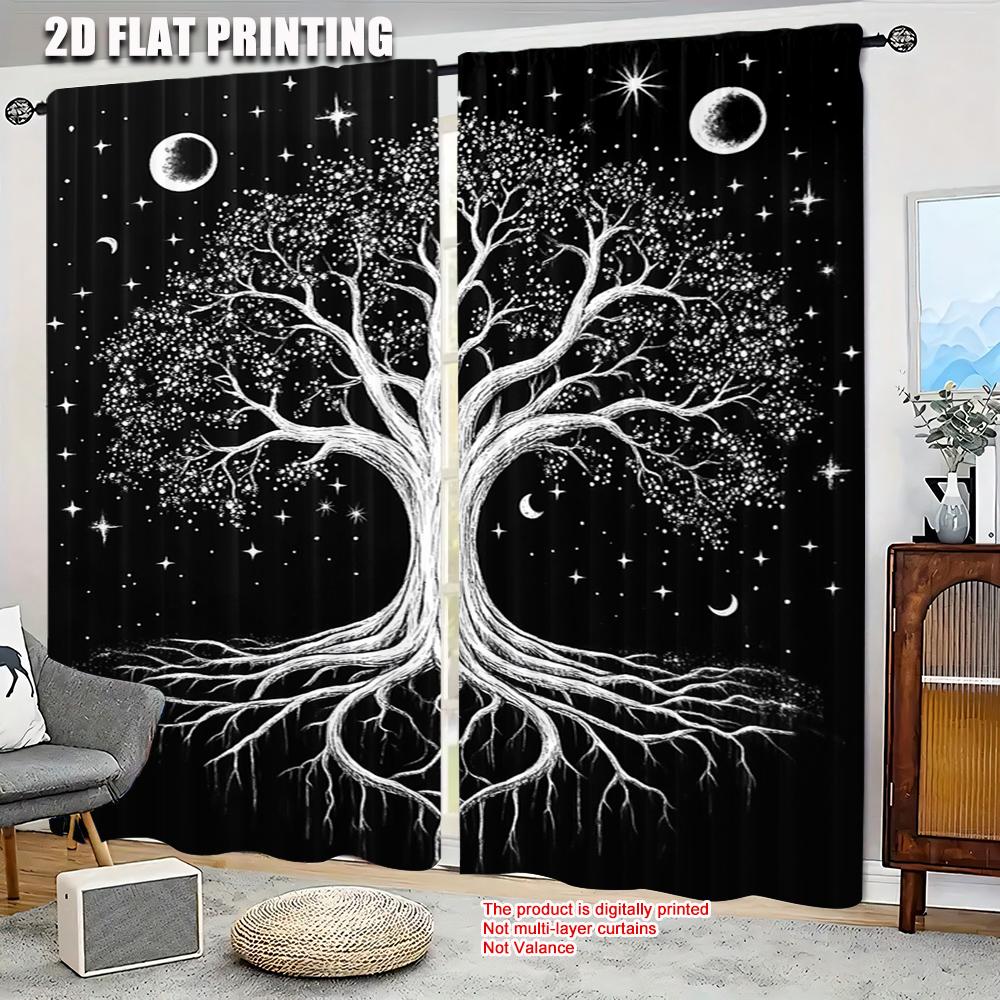2pc     Party Curtains The Tree of Life Machine Washable Polyester  Without Electricity Party Decorations Use for Holiday Party