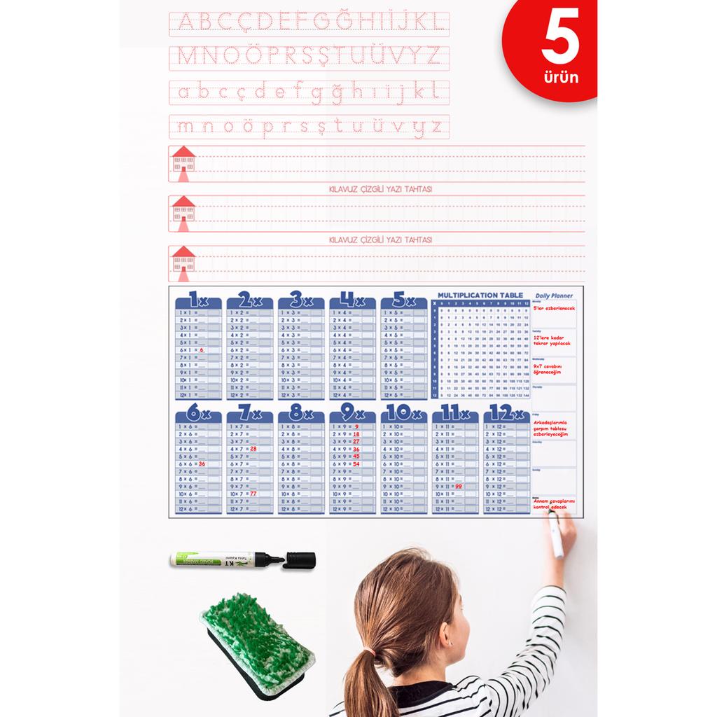 Vzdělávací násobilka Průvodce 1. třídou Průvodce linkovanými dopisy Psací tabule Papírová lepenka 5 Sada