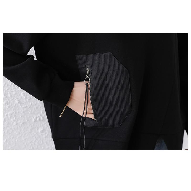 DIMANAF 2025 Autumn Plus Size Women Hoodies Shirts Long Sleeve T-shirt Loose Casual Tops Tees Black