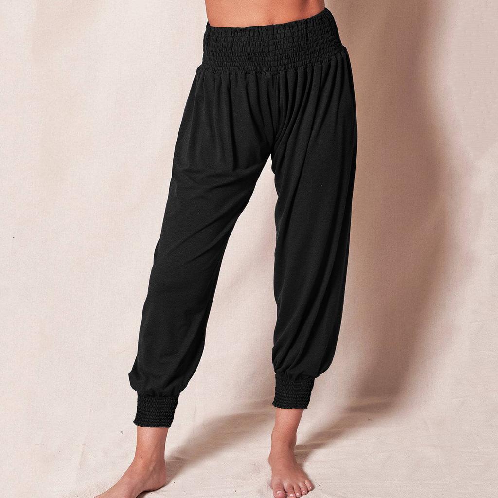 Neue Haremshose für Damen, Elastischer Bund, Einfarbige Locker Geschnittene Casual Yoga Jogginghose mit Bündchen an den Knöcheln für Zuhause, Freizeit und Sport