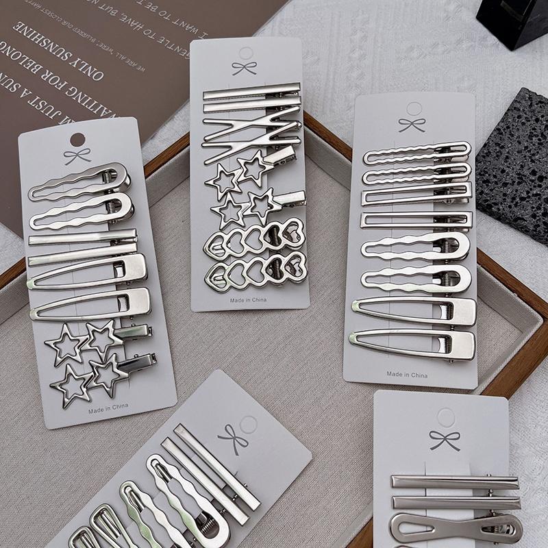 8Pcs Girl Hair Pins Silver Metal Duckbill Clip Women Hair Clips Side Bangs Female Ladies Barrettes Hair Accessories