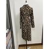 Women's Leopard Print Dress Spring Long Sleeve Lapel Lace-up Button Up Loose Casual Sexy Dress Women Summer Elegant A Line Office Ladies Long Dresses
