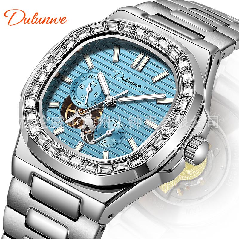 Durenwei Men's Luminous Nautilus Automatic Waterproof Watch with Transparent Skeleton Design