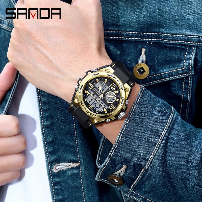 Sanda 6024 Outdoor Sports Shockproof Waterproof Luminous Watch - Unisex Multifunctional Electronic Watch
