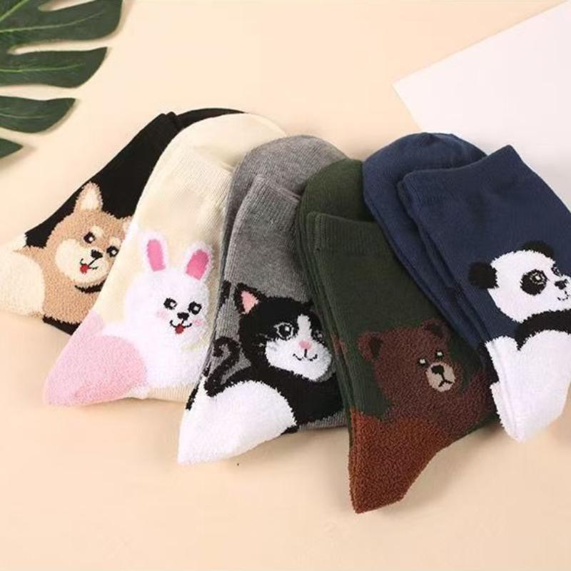 New Women‘s Happy Funny Cute Cartoon Rabbit Dog Cat Bear Panda Socks 3D Bunny Puppy Patterned Unisex Sport Hipster Sokken