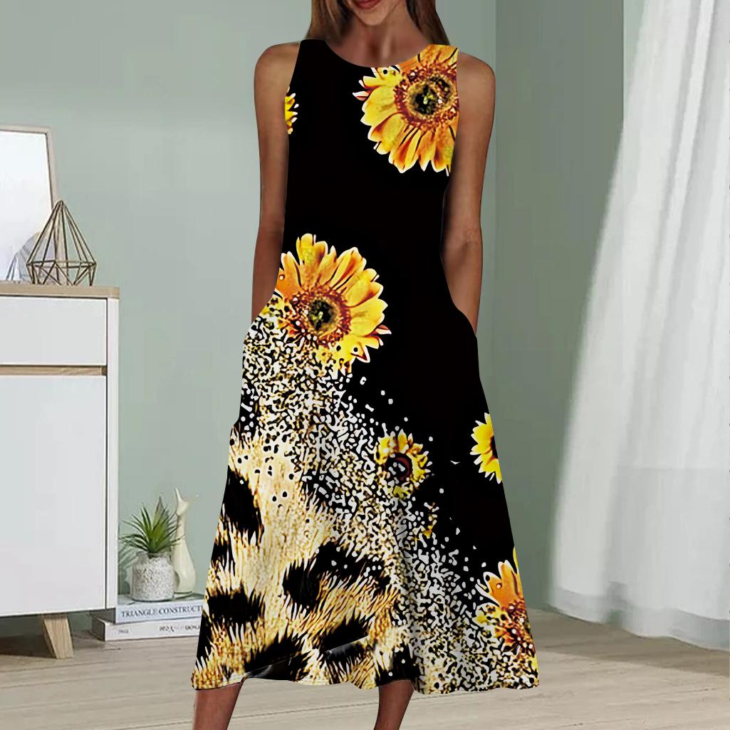 

Летнее модное сексуальное платье без рукавов Мягкое повседневное платье с принтом 3D Garden Платье без рукавов на бретельках 8XL жёлтый