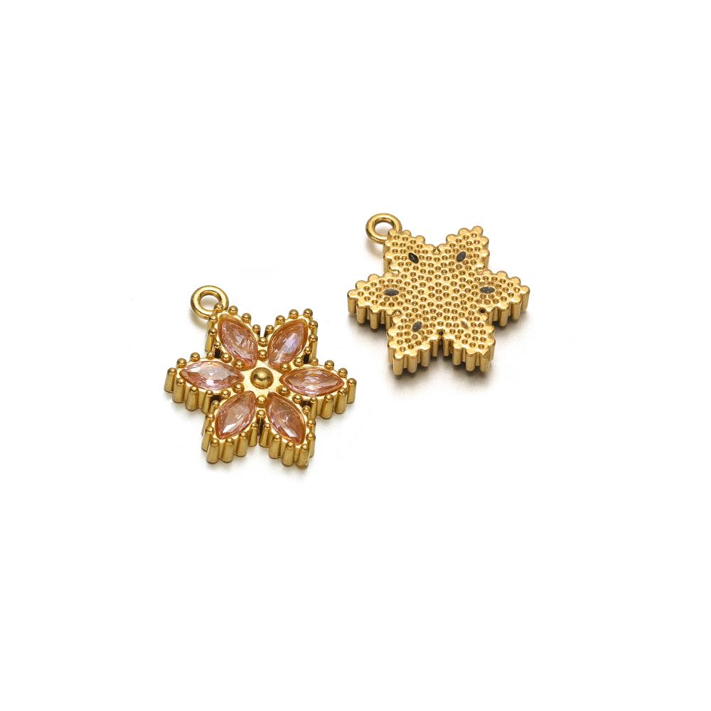 5pcs Stainless Steel Star Snowflake Zirconia Flower Charms for DIY Jewelry Findings Necklace Pendants Bracelet Earrings Making