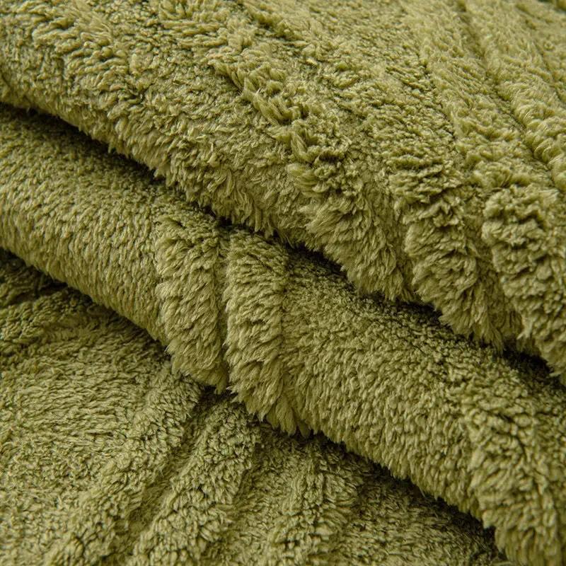 Winter Anti Slip  Sofa Cushion Thick Plush Settee Towel   Solid Color Sofa Cover Three-dimensional Wave Pattern Blanket
