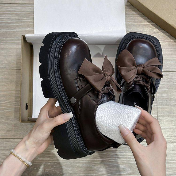 Ziyan~ Small leather shoes women's 2025 new summer versatile single shoes retro British style black platform loafers