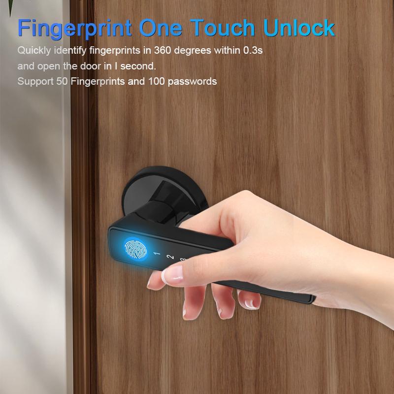 2026 New Arrival Smart Handle Lock with Tuya App Remote Control for Smart Door Lock Wood/Glass Door Aluminium Alloy for