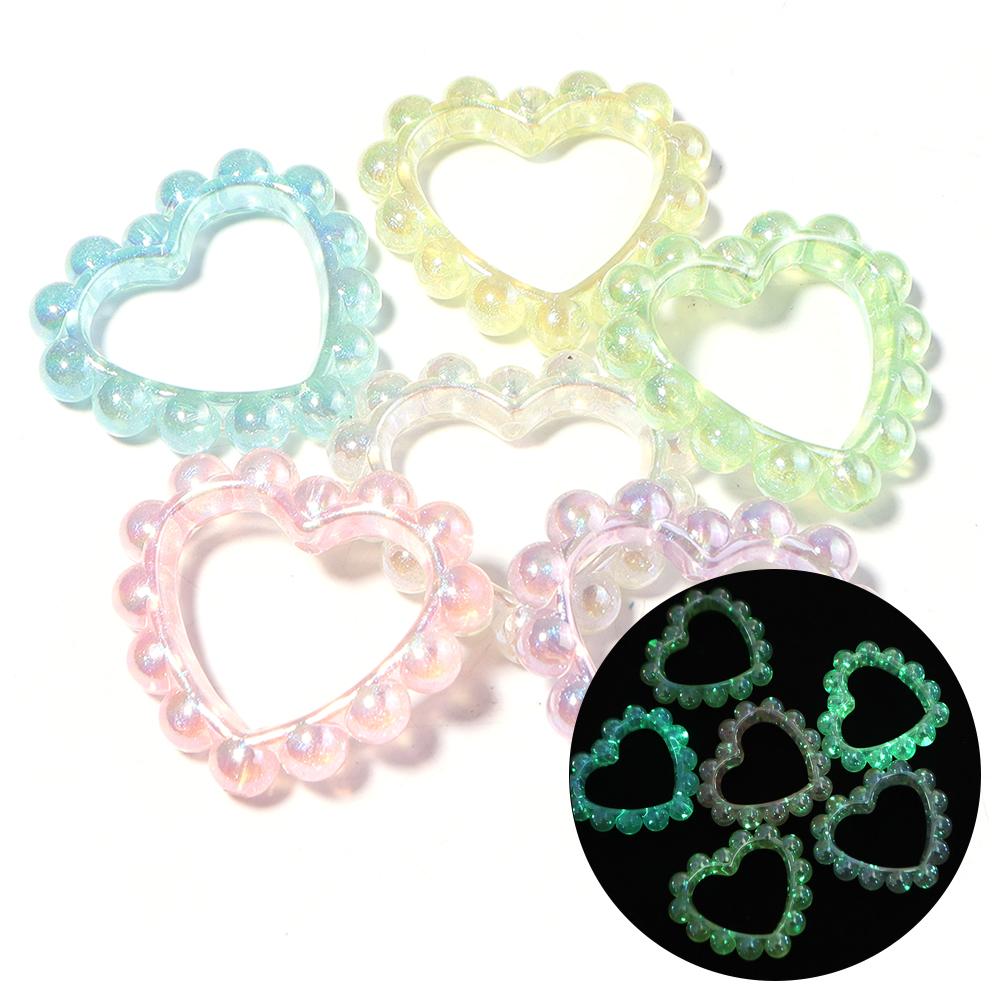 

5pcs/lot Hollow Acrylic Beads Round Love Heart Garland Beads DIY Mobile Phone Chain Keychain Crafts Pen Jewelry Making Supplies