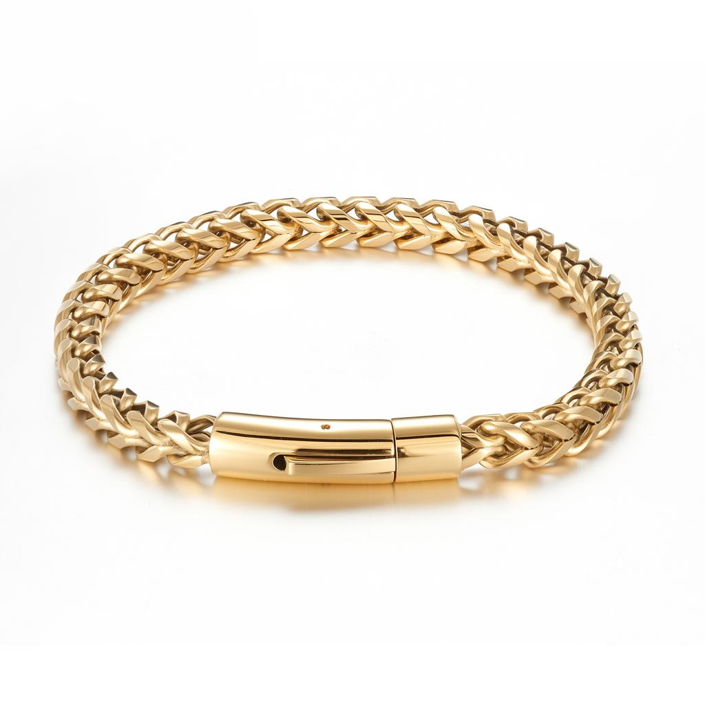 Pulseira de moda nicho pulseira de aço titânio retrô com fivela de mola joia masculina presente