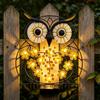 Wall Solar Lights Outdoor Weatherproof Metal Waterproof Sculpture Solar Powered Owl Wall Art for Garden Yard Pathway Lawn Fence