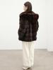 Eco-friendly Russian Sable Black and Gold Fur Coat for Women - Spring 2026 Collection, Thick and Warm, Versatile Design.