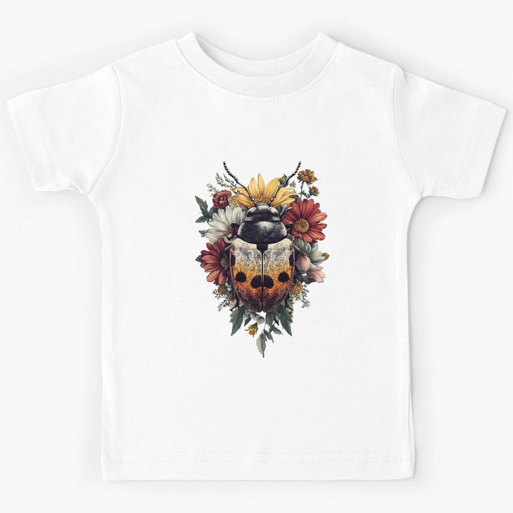 Vintage Floral Ladybug Kids T-Shirt 100