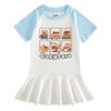 Girls' Summer Cartoon Pleated Ruffle Dress with Raglan Short Sleeves