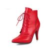 Autumn and Winter Retro Fashion Pointed High Heel Short Boots with Hollow Burnout Craft Women's Shoes