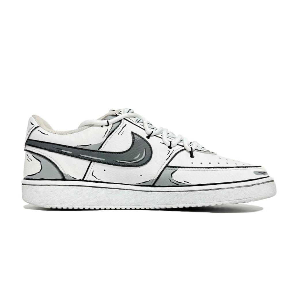 Nike Court Vision 1 Lightweight Breathable Low Top Skateboard Shoes Unisex Black White Gray CD5463-101(Team61-)
