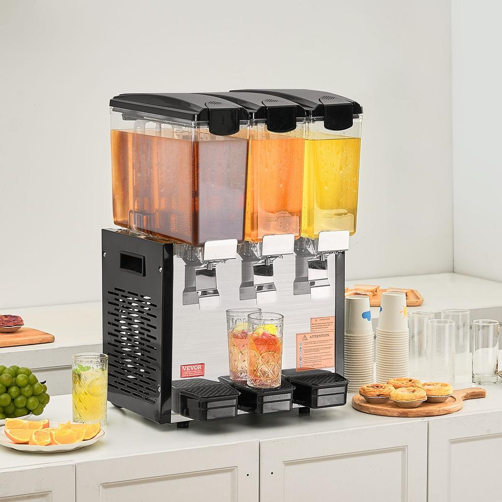 VEVOR Commercial Beverage Dispenser, 3 Tanks 10 L Per Tank Juice Dispenser