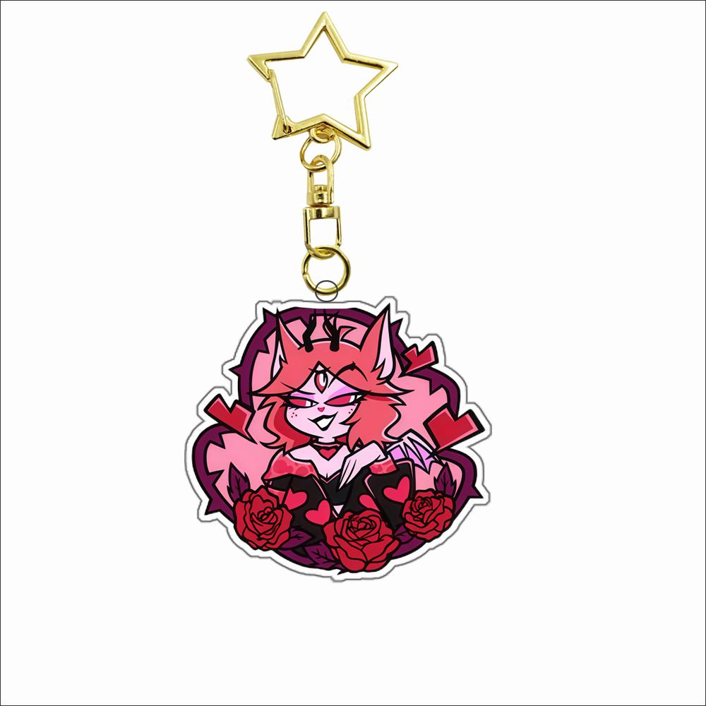 Acryl Schlüsselanhänger für Helluva Boss Verosika Mayday Satan Emberlynn Pinkle Ozzie Loona Glitz Glam Anime Acryl Schlüsselanhänger Anhänger