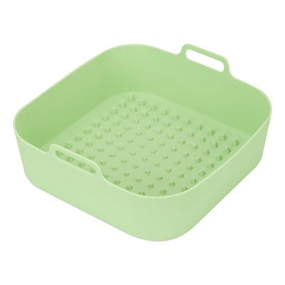 Wiederverwendbare Fritteusen-Silikoneinsätze 7,9 Zoll Quadratische Fritteusen-Silikonkorbschale mit Griffen Hitzebeständig