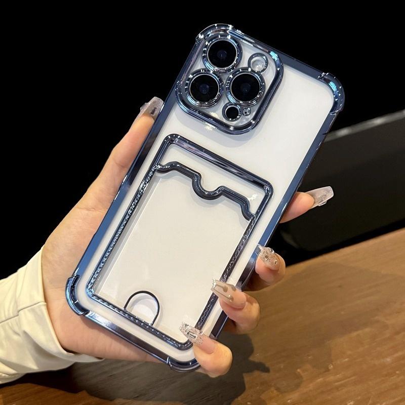 Weiche TPU-Geldbörse Kartenetui Transparente Handyhülle Für iPhone 11 12 13 14 15 16 17 Pro Max Plus Air Clear Bumper Rückseiten Hüllen Abdeckung