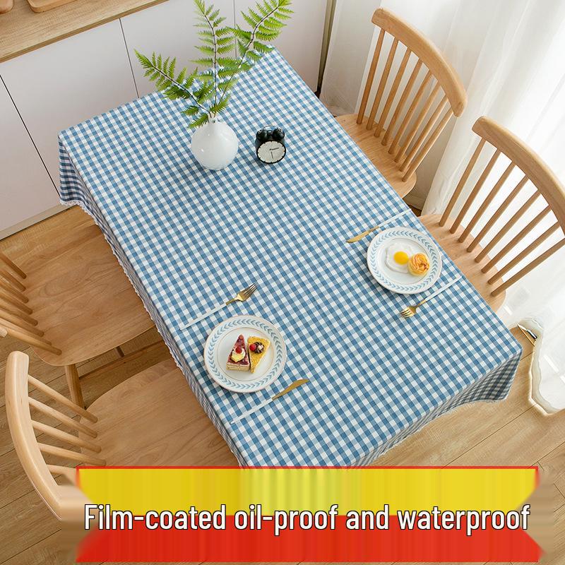 Ins Style Waterproof Wash-Free Plaid Tablecloth for Coffee and Dining Tables