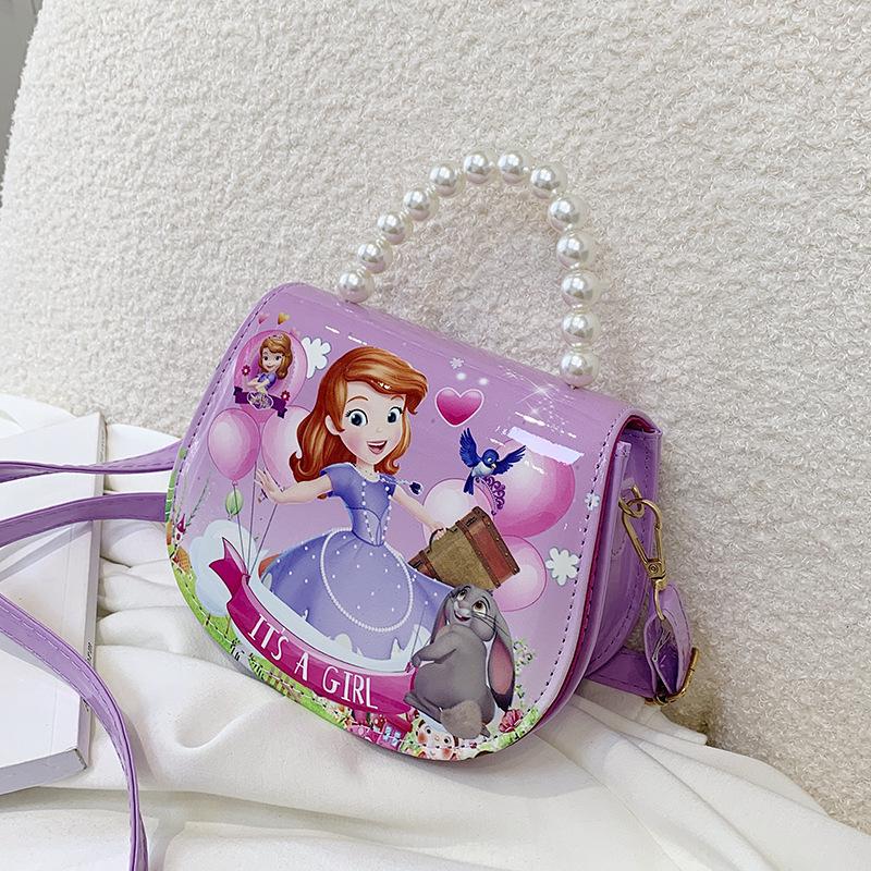 Princess-Style Cartoon Crossbody Bag - Cute Handheld Shoulder Purse for Girls