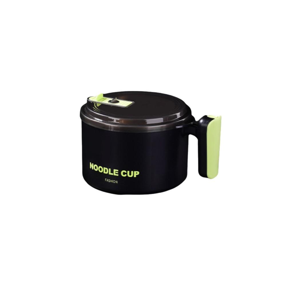 

Stainless Steel Noodles Cup Heat Resistant Fruit Salad Bowl Kitchen Tableware Lunch Box Household чёрный/зелёный