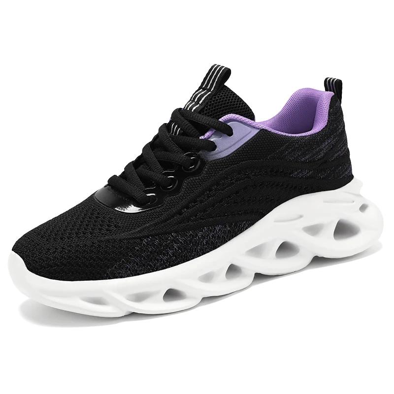 

Новая мужская и женская обувь из сетчатой ткани, удобная, нескользящая, повседневная спортивная обувь, лоферы для бега, дышащая обувь больших размеров 42 чёрный