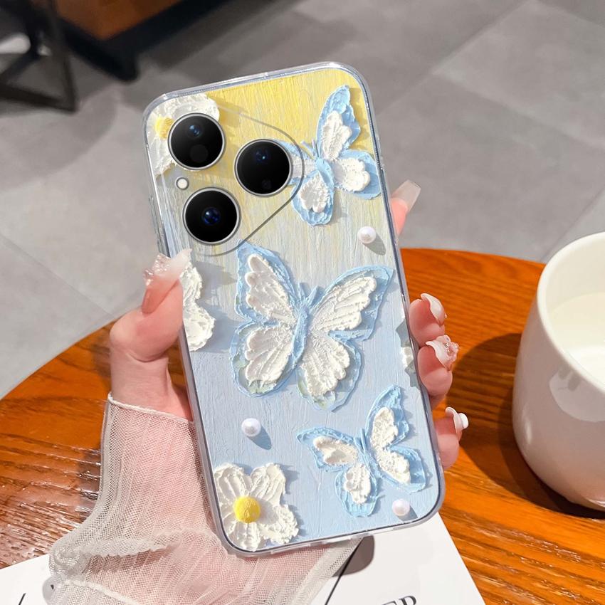 For Huawei Pura 80 70 Pro Plus Ultra Honor X6C 8C Phone Bags Cute Big Eyed Black Cat Patterns Luxury Transparent Lens Protection Case For Huawei Shell