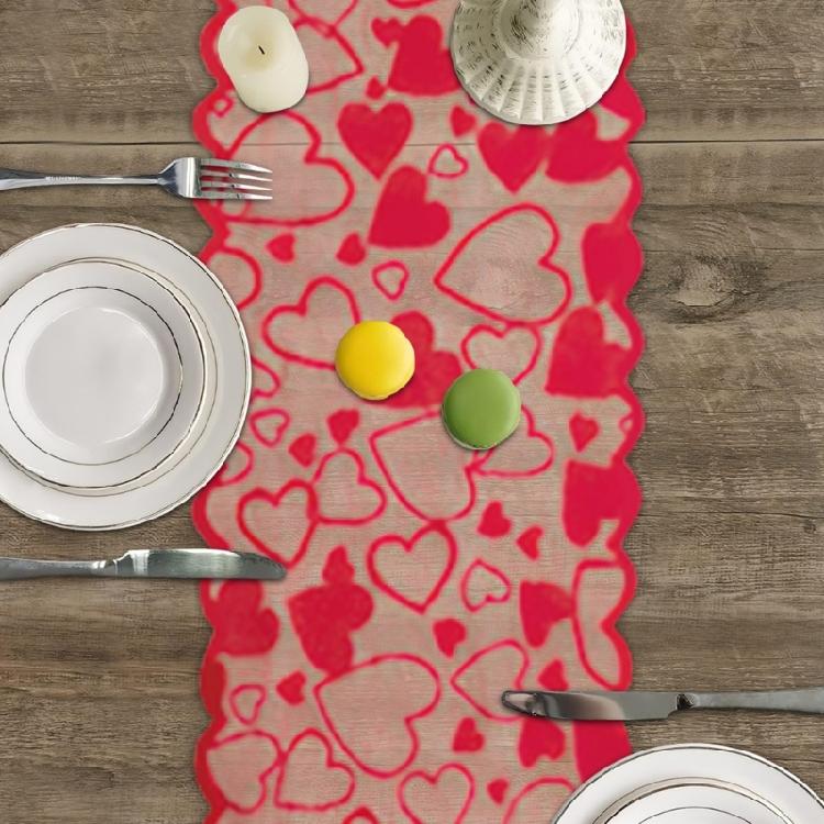 Runner da Tavola a Forma di Cuore in Pizzo per San Valentino Runner da Tavola Rosso Copertura per Anniversario Matrimonio Tappetini per Tavolo da Cucina e Sala da Pranzo