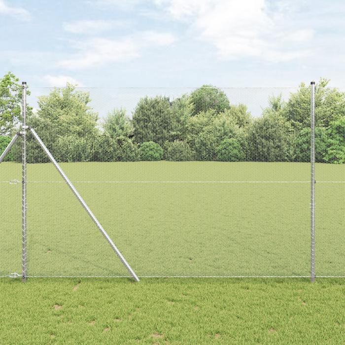 vidaXL Hexagonal Fence 1.6x25 M Galvanized Steel 3352970