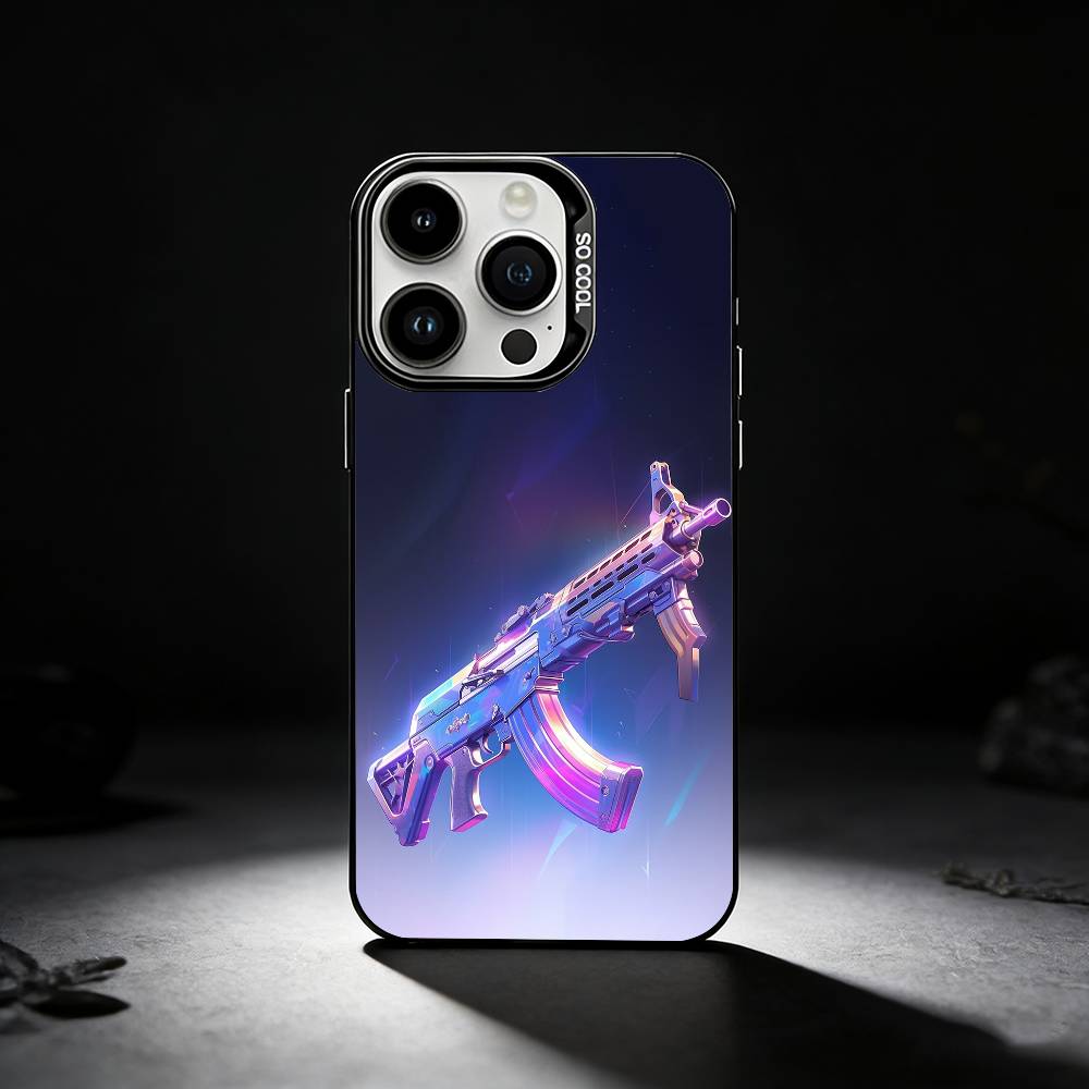 AK47 Handgun Gun BUllets Phone Case For iPhone 17,16,15,14,13,12,11 Plus,Pro Max,XS,Colored silver phone case