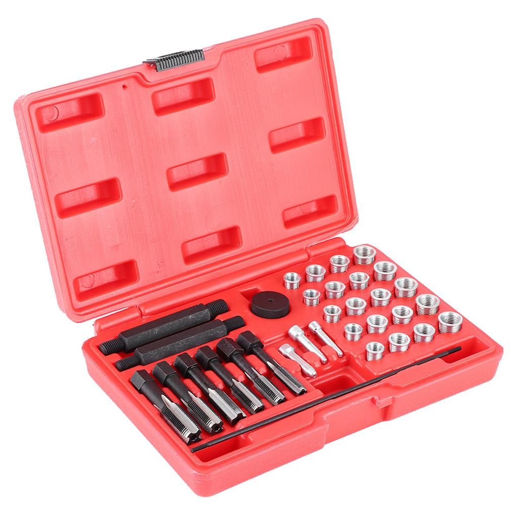 33pcs Glow Plug Thread Repair Kit Tap Insert Driver Guide Pin Thread Insert Tool Set