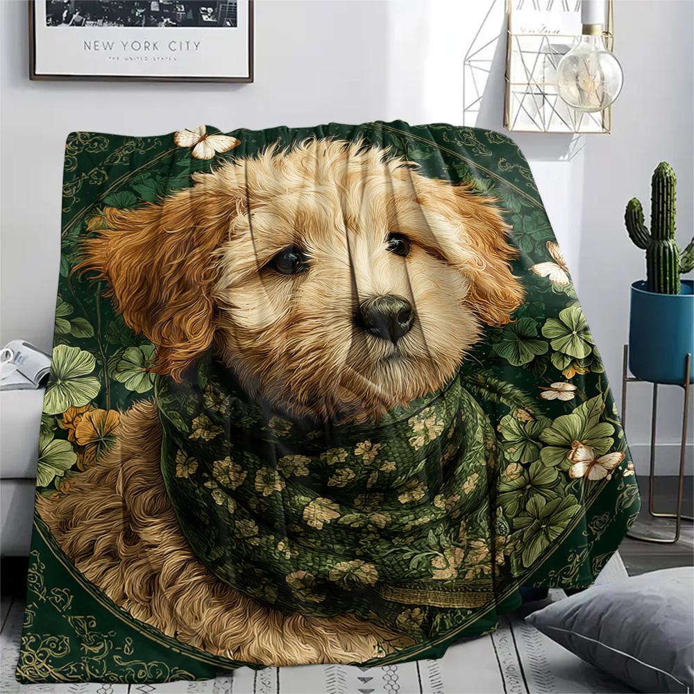 Koc Flanelowy z Nadrukiem Psów, Wysokiej Jakości, Wygodny na Wszystkie Pory Roku, Wystrój Domu, Ciepło i Komfort, Idealny na Prezenty Świąteczne