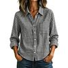 Dames geruit loszittend knoophemd met lange mouwen casual top