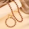 Colorful Diamond Four-Leaf Clover Jewelry Set - Necklace, Bracelet & Earrings for Women