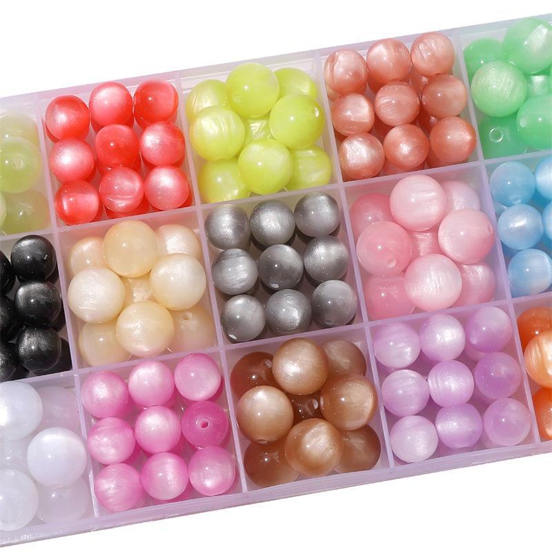 Resin Cat's Eye Beads for DIY Jewelry: Round Loose Beads for Bracelets and Necklaces